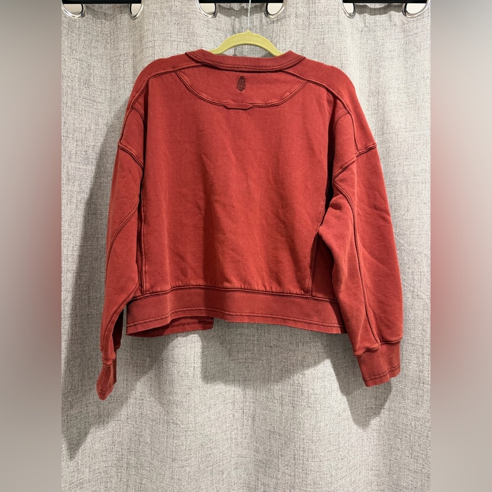 Free People FP Movement Intercept Pullover Size L Wine Red Sweatshirt Crewneck - Picture 2 of 6